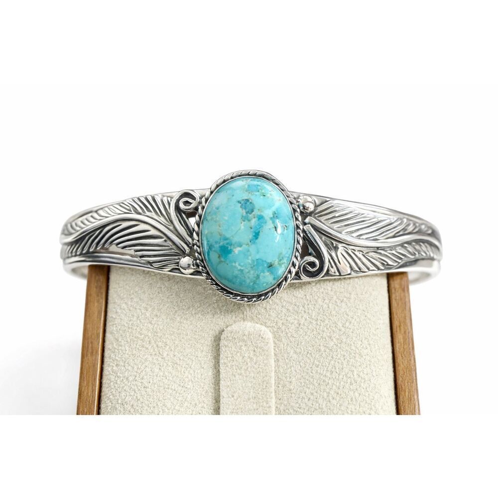 Authentic Turquoise & Sterling Silver Handmade Cuff Bracelet Southwestern Style